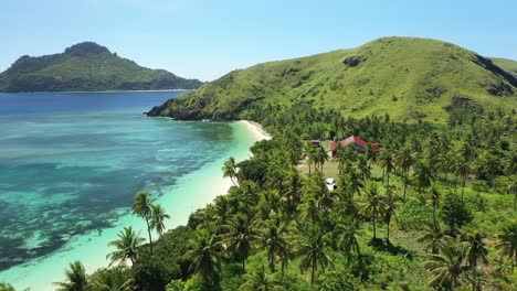 An-Aerial-View-Shows-Palm-Trees-On-Yanuya-Island-Fiji