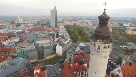 An-Aerial-View-Shows-The-New-Town-Hall-Of-Leipzig-Germany-Towering-Over-The-Rest-Of-The-City