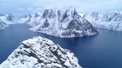 Snowcovered-Mountains-Are-Seen-In-The-Lofoten-Islands-Norway