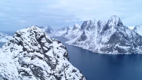 Snowcovered-Mountains-Are-Seen-In-The-Lofoten-Islands-Norway-1