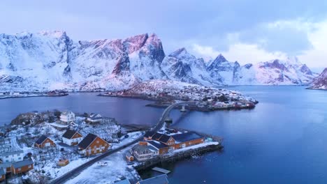 Snowcovered-Mountains-Are-Seen-At-Sunset-In-The-Lofoten-Islands-Norway-1