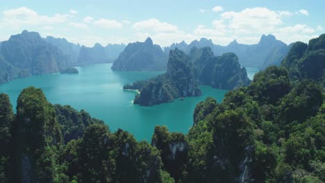 An-Aerial-View-Shows-Green-Mountain-Islands-Of-Khao-Sok-National-Park-In-Surat-Thani-Thailand