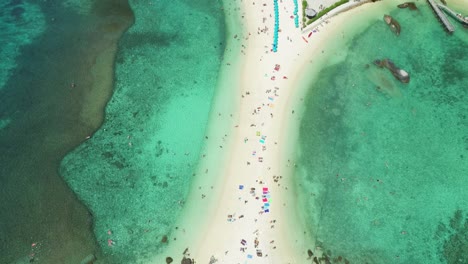 A-Bird'Seyeview-Shows-Tourists-Milling-On-The-Beach-Of-Ko-Tao-Thailand