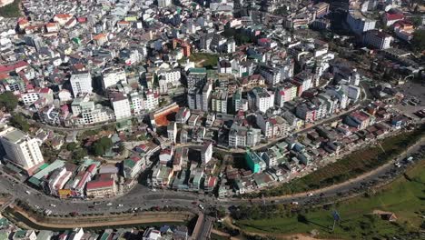 An-Aerial-View-Shows-Urban-Traffic-In-The-City-Of-Dalat-Vietnam
