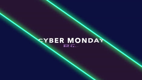 Animation-intro-text-Cyber-Monday-on-fashion-and-club-background-with-glowing-green-lines