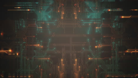 Cyberpunk-animation-background-with-computer-chip-lines-and-grid