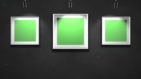 Motion-camera-in-art-gallery-with-picture-and-modern-frame-with-green-mockup-screen-art-background-1