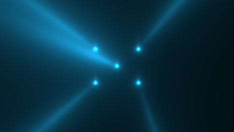 Animationsbewegung-Blau-Leuchtende-Scheinwerferstrahlen-Auf-Dunklem-Hintergrund-In-Der-Bühne