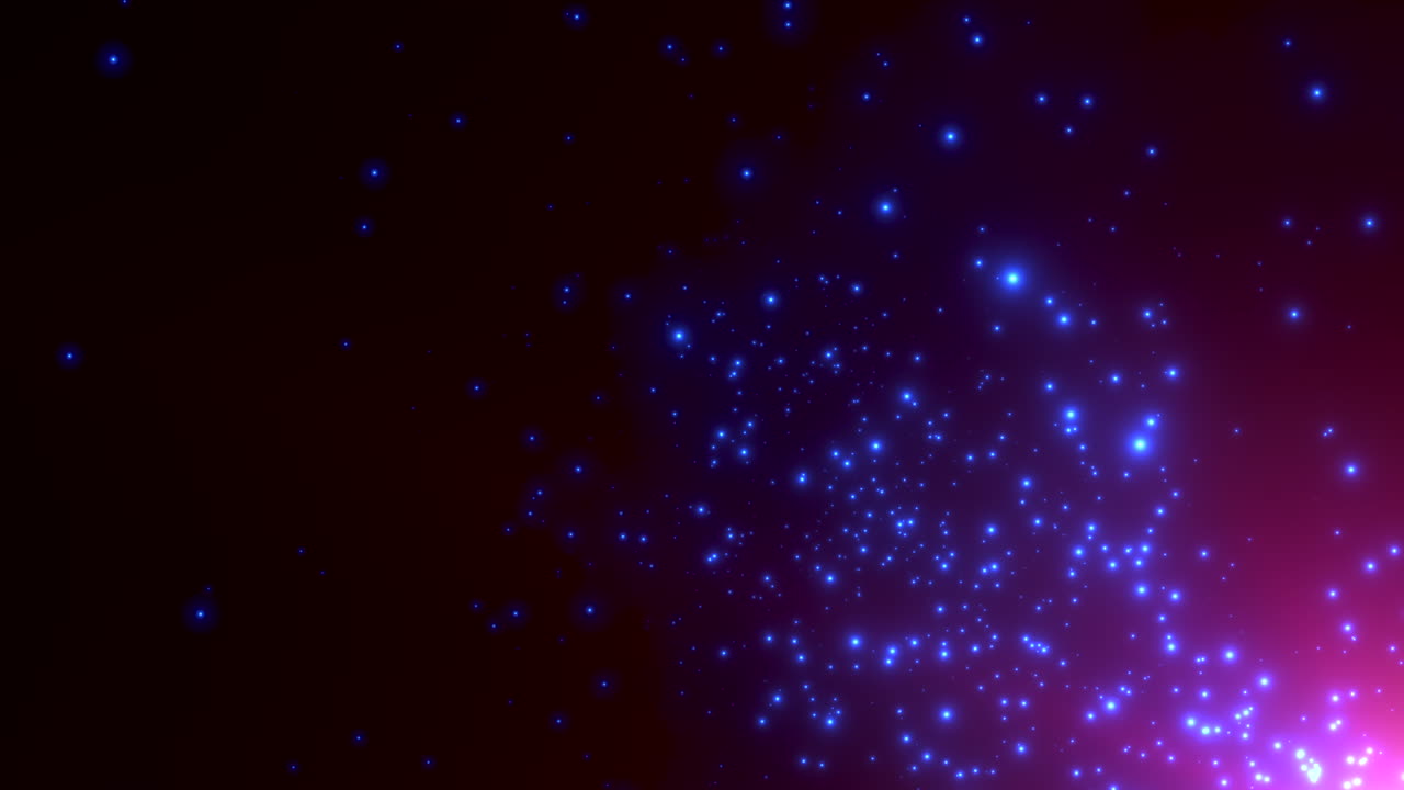 Premium stock video Motion blue particles and stars in galaxy