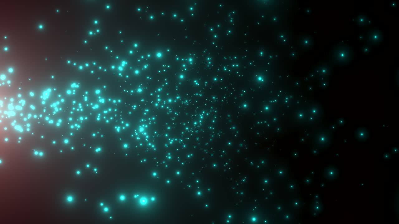 Premium stock video Motion green particles and stars in galaxy