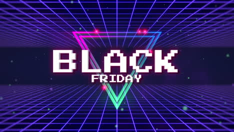 Animation-intro-text-Black-Friday-and-retro-abstract-triangle-on-retro-grid-background