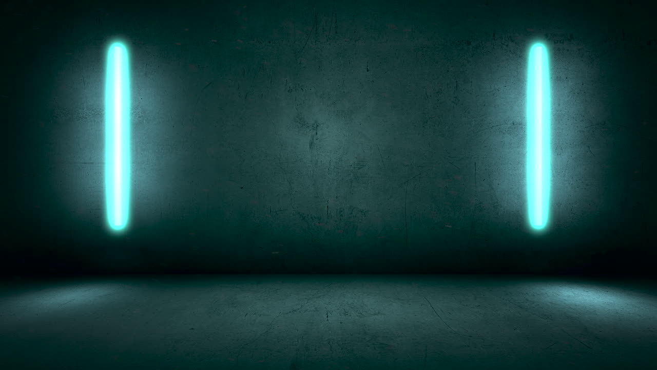 Premium stock video - Animation motion camera and glowing neon lights