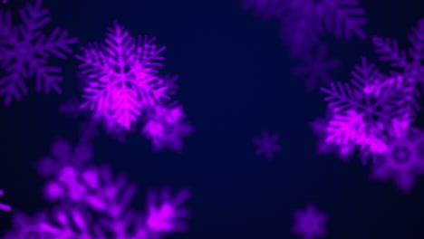 Animation-fly-white-snowflakes-and-glitters-on-purple-holiday-background