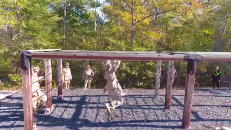 An-Aerial-Over-Us-Army-Soldiers-Going-Through-Obstacle-Course-Exercises-In-Basic-Training-4