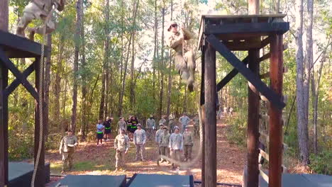 An-Aerial-Over-Us-Army-Soldiers-Going-Through-Obstacle-Course-Exercises-In-Basic-Training-5