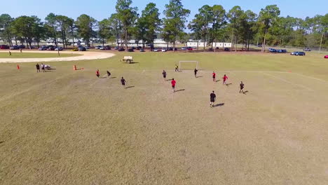 Aerial-Over-A-Pickup-Soccer-Game-At-A-Local-Field