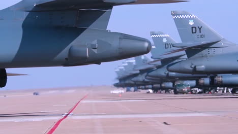 American-B1B-Nuclear-Bombers-Taxi-On-The-Runway-At-An-Airbase