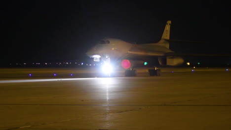 American-B1B-Nuclear-Bombers-Taxi-On-The-Runway-At-An-Airbase-At-Night-3
