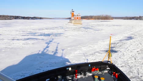 A-Coast-Guard-Cutter-Breaks-Ice-Along-The-Hudson-River-In-Upstate-New-York