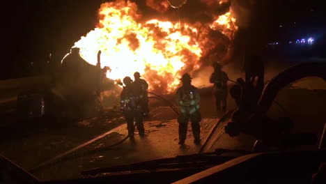 Salt-Lake-Firefighters-Work-To-Extinguish-The-Flames-After-A-Semitrailer-Hauling-Gas-On-I15-Is-Overturned-And-Explodes