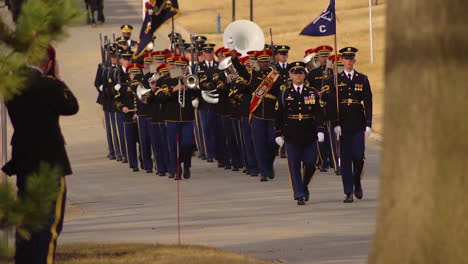 A-Military-Band-Leads-Off-A-Processional-Honoring-Us-Army-Sgt-1St-Class-Mihail-Golin-Before-He-Is-Laid-To-Rest-At-Arlington