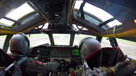Footage-Shot-From-The-Cockpit-Shows-The-Pilots-View-As-A-Usaf-Stinger-Moves-Down-A-Runway-For-Takeoff