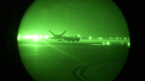 An-Aircraft-Taxis-At-Cannon-Air-Force-Base-At-Night