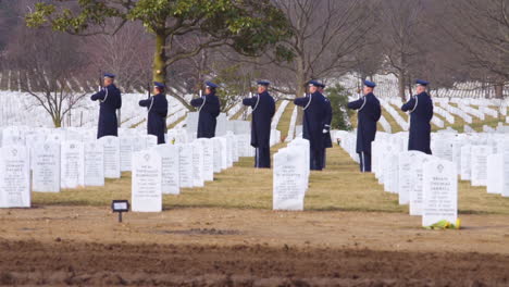 A-Rifle-Party-Shoots-Off-A-Threevolley-Salute-At-Colonel-Leo-Thorsness-Arlington-Funeral