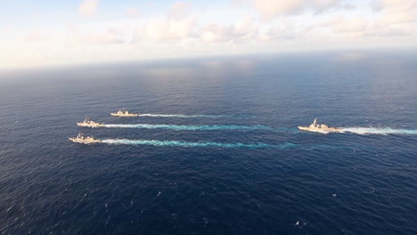 The-Uss-Mustin-Uss-Antietam-And-Uss-Curtis-Wilbur-Of-The-Us-Navy-Sail-With-The-Japanese-Navys-Js-Fuyuzuki-As-Part-Of-A-Joint-Training-Exercise