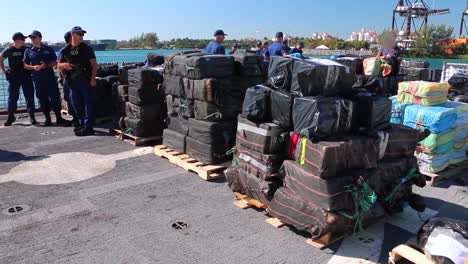 the-Crew-Of-the-Coast-Guard-Cutter-Tampa-Offloads-27000-Pounds-Of-Cocaine-At-Base-Miami-Beach-March-22-2019