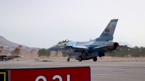A-Blue-Military-Jet-Taxis-At-the-Nellis-Air-Force-Base-Prior-To-the-Red-Flag-191-Exercises-2019