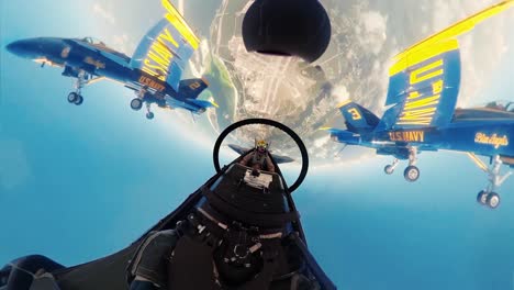 360-Grad-Aufnahmen-Des-US-Marine-Flugdemonstrationsgeschwaders,-Der-Blauen-Engel,-Die-In-Formation-Fliegen-Und-Eine-Spektakuläre-Luftschleife-Am-2.-Mai-2019-Durchführen