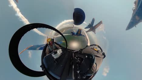 360-Footage-Of-the-Us-Navy-Flight-Demonstration-Squadron-the-Blue-Angels-Flying-In-Formation-While-Contrails-Trail-Behind-May-2-2019