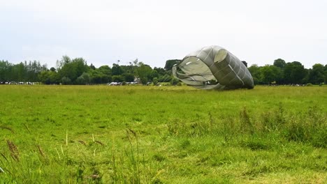 A-Paratrooper-Lands-In-A-Field-Near-Saintemereeglise-France-For-the-75th-Commemoration-Of-Dday-June-9th-2019