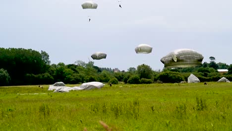 Many-Paratroopers-Land-In-A-Field-Near-Saintemereeglise-France-For-the-75th-Commemoration-Of-Dday-June-9th-2019