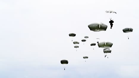 Paratroopers-As-they-Float-Down-And-Land-In-A-Field-Near-Saintemereeglise-France-For-the-75th-Commemoration-Of-Dday-2019