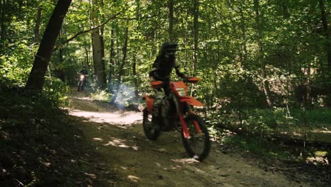 Mountain-Bikers-Dirt-Bikers-And-Atvs-Ride-through-A-Forest