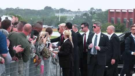 American-Soldiers-Cheer-For-President-Trump-And-He-Shakes-Some-Hands-At-An-Air-Base-Before-Getting-Into-His-Car