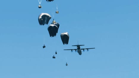 Supplies-Are-Parachute-Dropped-From-A-Usaf-Aircraft