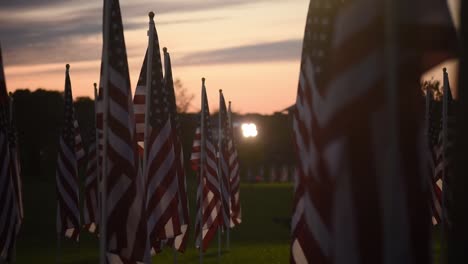 Slow-Dolly-Shot-Memorial-Day-Field-Of-Heroes-Display-Honoring-Americas-Fallen-War-Heroes-Westerville-Ohio