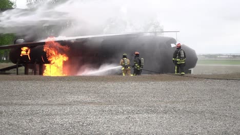Slow-Motion-788th-Civil-Engineer-Squadron-Firemen-Train-To-Extinguish-Flames-Wrightpatterson-Air-Force-Base-Ohio