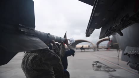 Air-Force-334th-Amu-Weapons-Load-Weapons-Onto-Fighter-Planes-At-Seymour-Johnson-Air-Force-Base-Nc