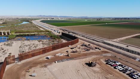 Aerial-Drone-Footage-Of-the-Usarmy-Corp-Of-Engineers-South-Pacific-Border-District-Yuma-6-Project-Construction-Arizona