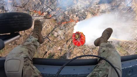 California-Air-National-Guard-Hh60G-Pave-Hawk-Rescue-Helicopter-Water-Bucket-Drop-On-A-Burning-Forest-Fire
