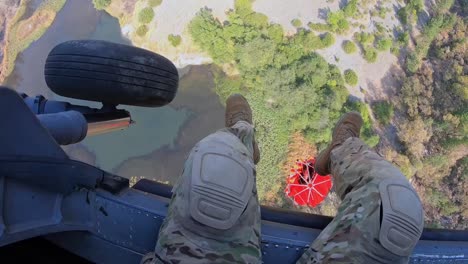 California-Air-National-Guard-Hh60G-Pave-Hawk-Rescue-Helicopter-Scoops-Up-Water-Bucket-Drop-On-Forest-Fire