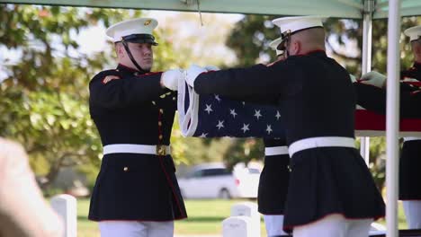 Los-Marines-Estadounidenses-En-Uniforme-De-Gala-Ponen-Un-Soldado-Caído-Para-Descansar-En-El-Cementerio-Nacional-De-Arlington-Washington-4