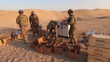 Soldiers-745-Ordnance-Detachment-(Eod)-Sort-And-Dispose-Of-Outdated-Explosives-And-Fuses-In-A-Desert-Location