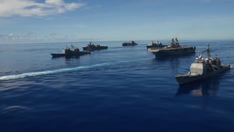 Vista-Aérea-Of-Us-Navy-Ships-In-Formation-During-Valient-Shield-Joint-Blue-Water-Training-Exercise-In-the-Philippine-Sea