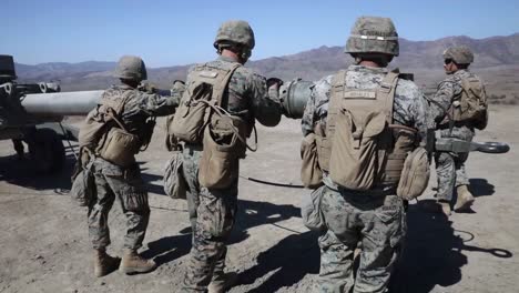 Us-Marines-Direct-Fire-Drill-With-M777-Howitzer-Marine-Corps-Combat-Readiness-Evaluation-Camp-Pendleton-Ca