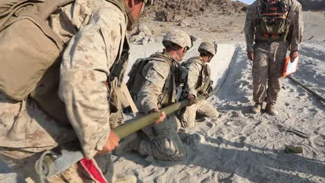 Us-Marines-In-Desert-Camouflage-Conduct-Range-400-Integrated-Training-Exercise-At-Twentynine-Palms-Ca